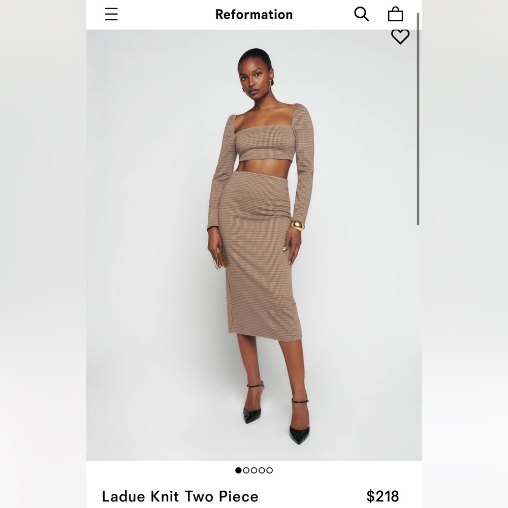 Reformation Ladue Knit Two Piece in taupe